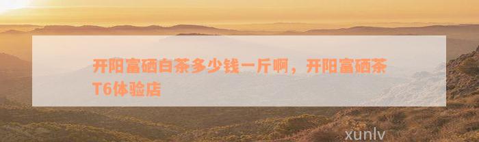 开阳富硒白茶多少钱一斤啊，开阳富硒茶T6体验店