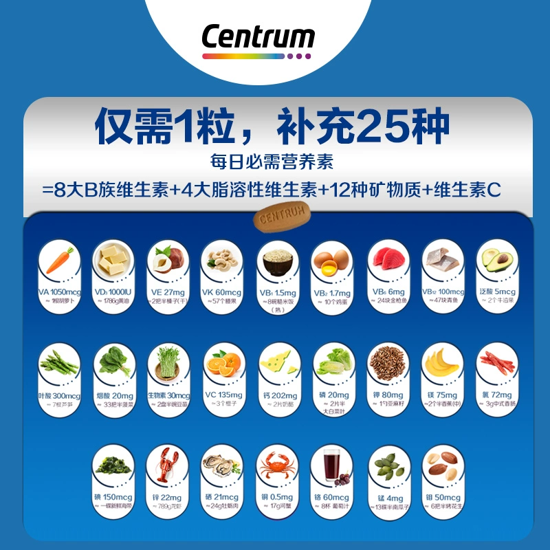 【若安好维生素57】福莱欣牌多种b族维生素片：【香菇618】Centrum善存海外中老年复合维生素银片275粒B族VCVE51653